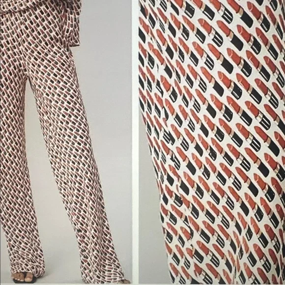 Anthropologie The Tilda Pants: Lipstick Print in Size Small Tall - Picture 2 of 7
